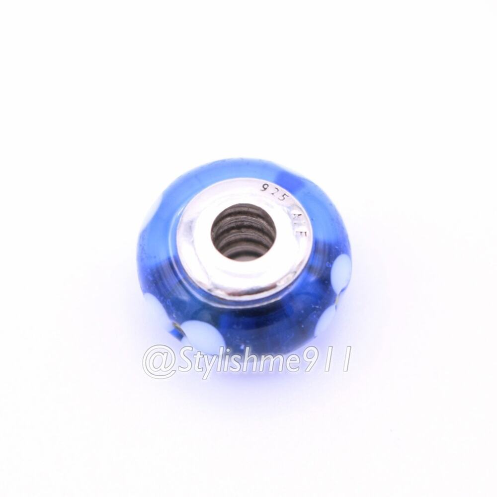 Authentic PANDORA Retired Blue Murano Glass Flowers Bead - 790609 - Picture 7 of 10
